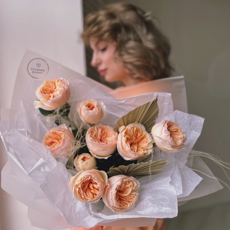 Открыть фото крупно Букет из 9 пионовидных роз "LITTLE JULIET" — Фото 2