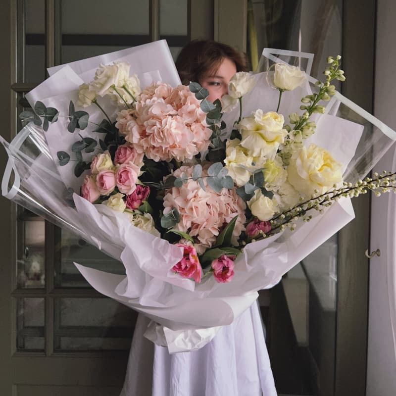 Букет с гортензиями "COTON PINK" — Фото 3