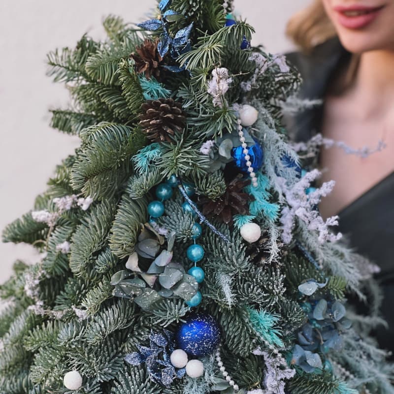 Открыть фото крупно Ёлочка ручной работы 50 см "BLUE CHRISTMAS" — Фото 5