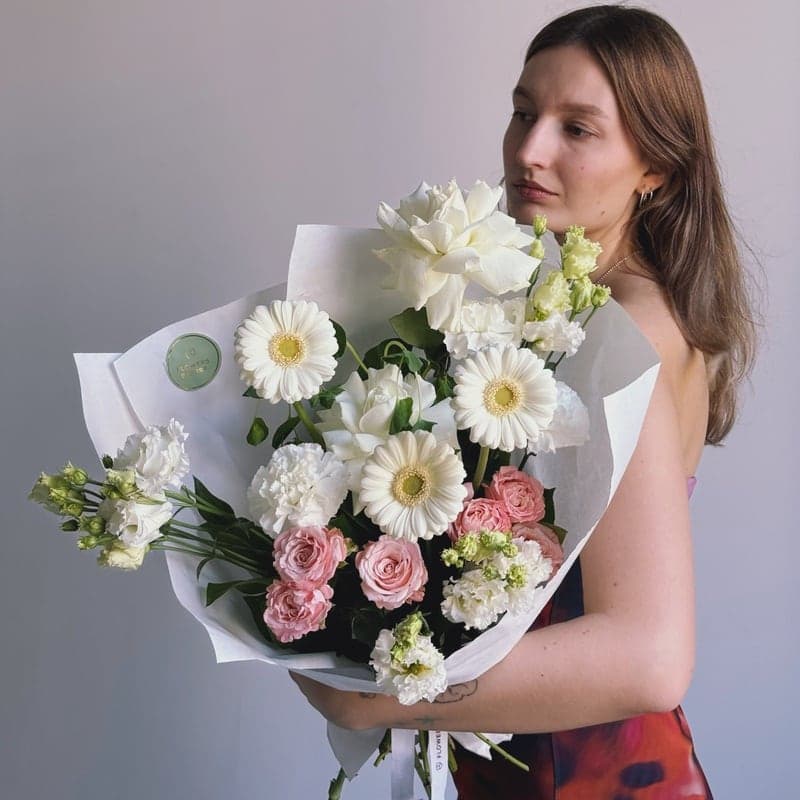 Букет с герберами и эустомой "COTTON KISS" — Фото 3