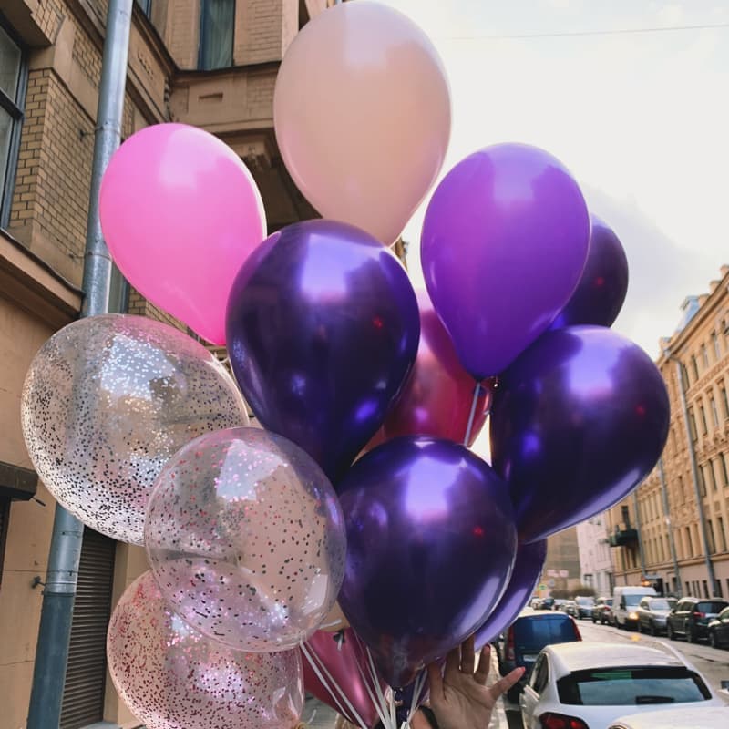 Набор из 15 шариков в розово-фиолетовой гамме "PINK PURP BALOONS"