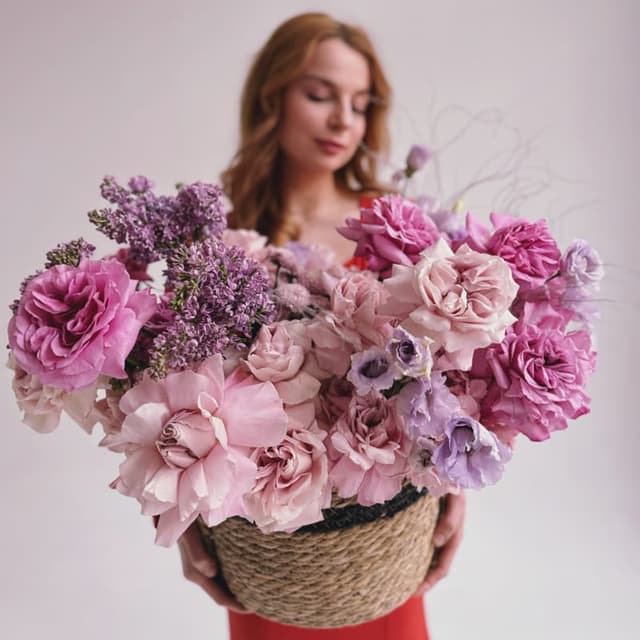 Корзина с весенними цветами "PINK SPRING"